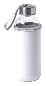 Skleněná láhev na pití, 420ml, bílý neoprenový rukáv