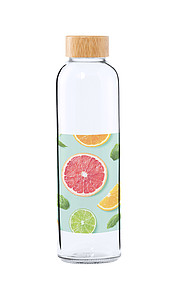 Skleněná láhev na pití, 500ml s bambusovým víčkem - reklamní předměty