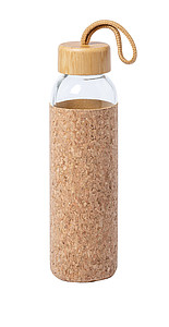 Skleněná láhev na pití, 500ml, s korkovým rukávem - reklamní předměty