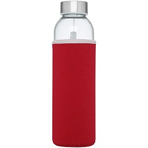 Skleněná láhev na pití, 500ml, s neoprenovým obalem, červená