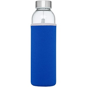 Skleněná láhev na pití, 500ml, s neoprenovým obalem, modrá