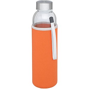 Skleněná láhev na pití, 500ml, s neoprenovým obalem, oranžová