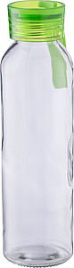 Skleněná láhev na pití, 500ml, se světle zeleným víčkem