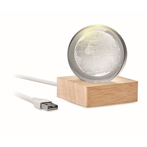 Skleněný globus s LED, hnědá