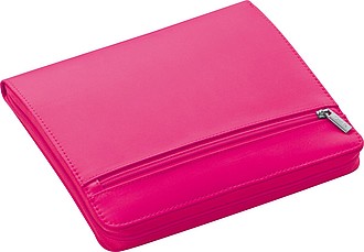 Sloha A5 na zip s blokem a místem pro tablet, růžová - reklamní předměty