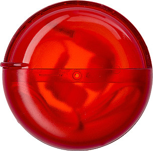 Sluchátka v červené transparentní plastové kulaté krabičce