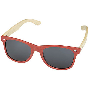 Sluneční brýle, bambus a plast, červené obroučky - sluneční brýle s vlastním potiskem