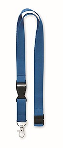 Šňůrka na krk šíře 2cm, karabina, trojzubec, bezpečnostní spona, král.modrá