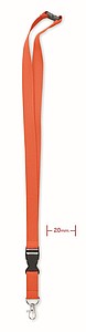 Šňůrka na krk šíře 2cm, karabina, trojzubec, bezpečnostní spona, oranžová