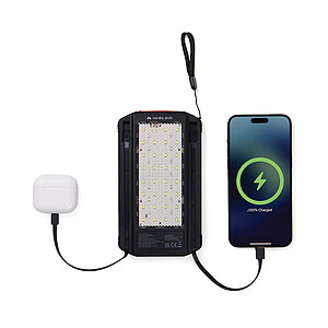 Solární powerbanka se 3 panely Nordic Drift 10.000mAh, černá