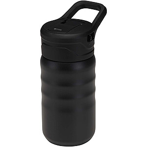 Sportovní láhev Knox 350 ml RCS z recyklované nerezové oceli s dvojitou stěnou a sklopnou slámkou, černá - reklamní předměty