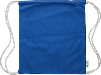 Stahovací bavlněný batoh, modrý - ekologické reklamní předměty