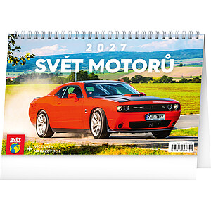 Stolní kalendář Svět motorů 2027, 23,1 x 14,5 cm - reklamní kalendáře