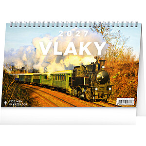Stolní kalendář Vlaky 2027, 23,1 x 14,5 cm - reklamní kalendáře