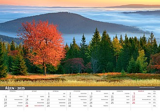 Šumava 2025, nástěnný kalendář, prodloužená záda