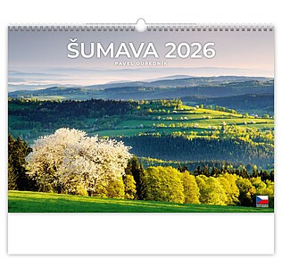 Šumava 2026, nástěnný kalendář, prodloužená záda