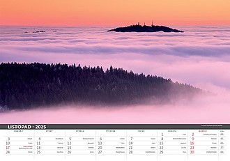 Šumava 2026, nástěnný kalendář, prodloužená záda