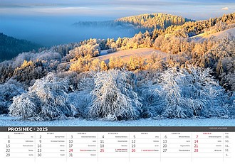 Šumava 2026, nástěnný kalendář, prodloužená záda