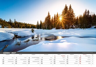 Šumava 2027, nástěnný kalendář, prodloužená záda
