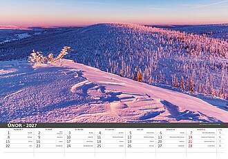 Šumava 2027, nástěnný kalendář, prodloužená záda