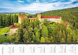 Šumava 2027, nástěnný kalendář, prodloužená záda