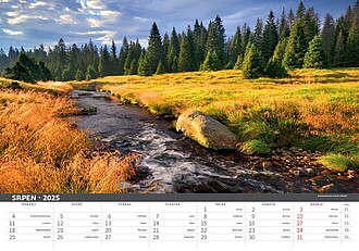 Šumava 2027, nástěnný kalendář, prodloužená záda