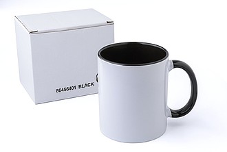 SUPREME Keramický hrnek k sublimaci, 300 ml, bílý s černým vnitřkem a uchem