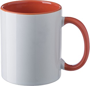 SUPREME Keramický hrnek k sublimaci, 300 ml, bílý s červeným vnitřkem a uchem