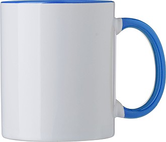 SUPREME Keramický hrnek k sublimaci, 300 ml, bílý s modrým vnitřkem a uchem