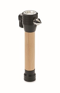 Svítilna s bambusovou rukojetí a bezpečnostním kladívkem - reklamní předměty