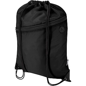 Taška Oriole z materiálu RPET se stahovací šňůrkou a přední kapsou na zip, objem 5 l, černá - reklamní předměty