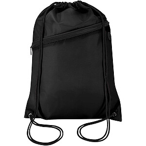 Taška Oriole z materiálu RPET se stahovací šňůrkou a přední kapsou na zip, objem 5 l, černá