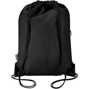 Taška Oriole z materiálu RPET se stahovací šňůrkou a přední kapsou na zip, objem 5 l, černá