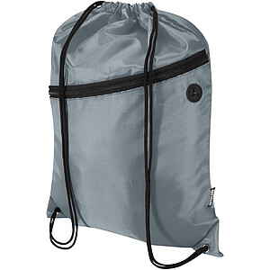 Taška Oriole z materiálu RPET se stahovací šňůrkou a přední kapsou na zip, objem 5 l, šedá