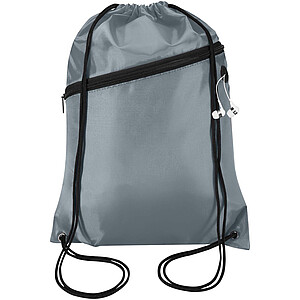 Taška Oriole z materiálu RPET se stahovací šňůrkou a přední kapsou na zip, objem 5 l, šedá