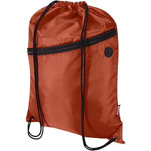 Taška Oriole z materiálu RPET se stahovací šňůrkou a přední kapsou na zip, objem 5 l, terakotová