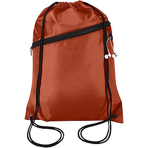 Taška Oriole z materiálu RPET se stahovací šňůrkou a přední kapsou na zip, objem 5 l, terakotová