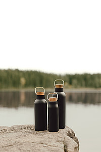 Termo láhev na pití z recyklované oceli, 300ml, černá