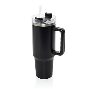 Termohrnek 1200ml recyklované nerezové oceli, černá - termohrnek s vlastním potiskem