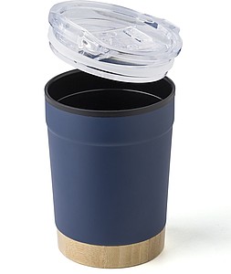 Termohrnek 300ml, s bambusovým dnem, modrý