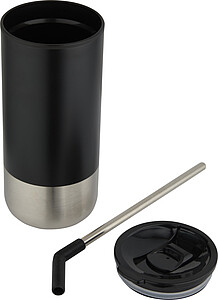 Termohrnek s brčkem 480 ml, černá