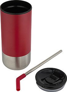 Termohrnek s brčkem 480 ml, červená