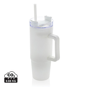 Termohrnek s brčkem na pití, 750 ml, bílý - ekologické reklamní předměty