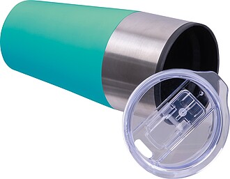 Termohrnek s plastovým vnitřkem 600 ml, tyrkysová