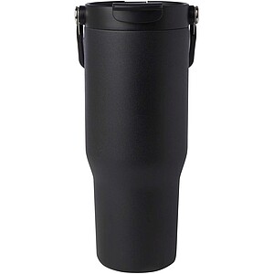 Termohrnek s vakuovou a měděnou izolací 900 ml z recyklované nerezové oceli s víčkem s dvojitou funkcí, černá