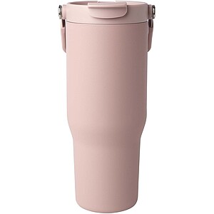 Termohrnek s vakuovou a měděnou izolací 900 ml z recyklované nerezové oceli s víčkem s dvojitou funkcí, jemně růžová