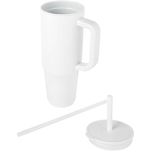 Termohrnek se silikonovým brčkem 900ml, bílá