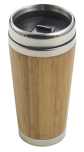 Termohrnek z bambusu s termoizolací. Objem 400ml. Středně hnědá.