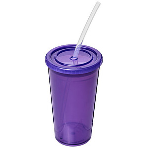 Transparentní dvouvrstvý kelímek, 350ml, fialový