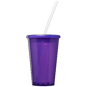 Transparentní dvouvrstvý kelímek, 350ml, fialový